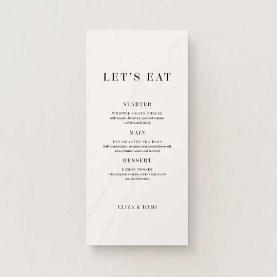 Tamara Collection Wedding Menu (Narrow)