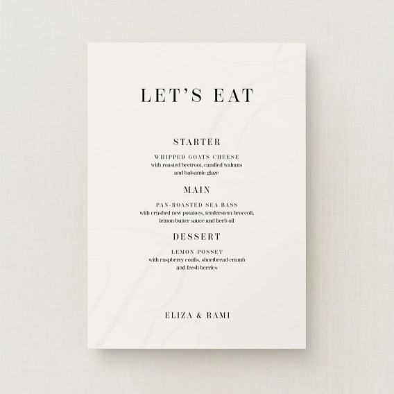Tamara Collection Wedding Menu (Standard)