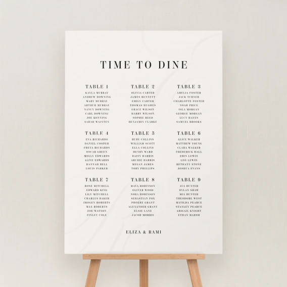 Tamara Collection Seating Chart Sign