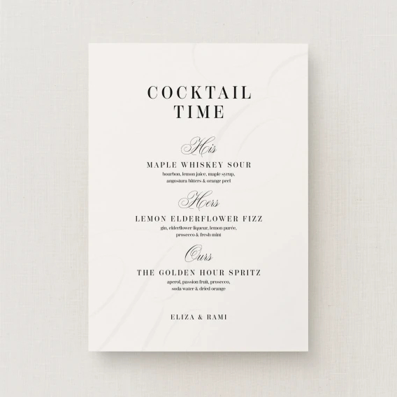 Tamara Collection Signature Drinks Sign