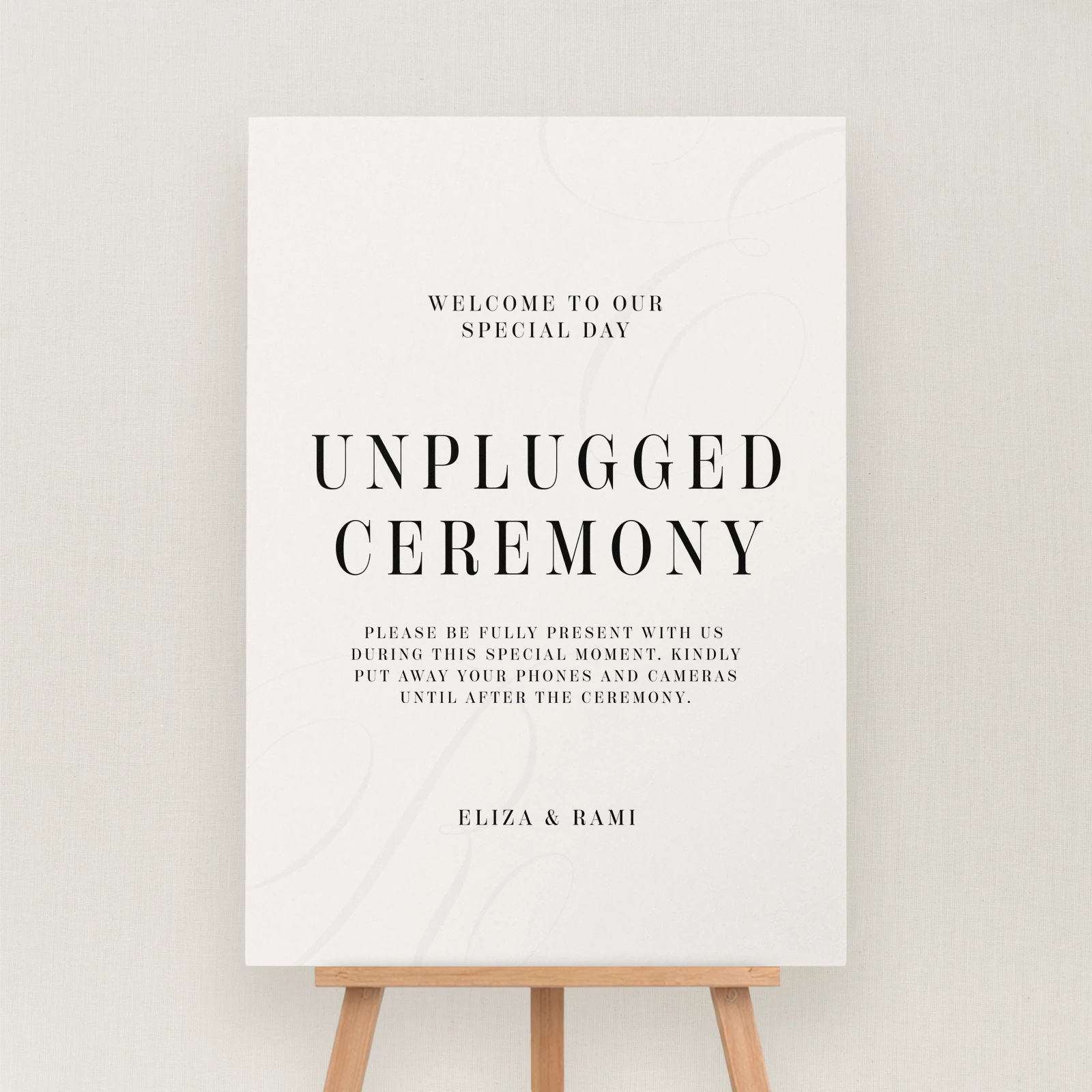 Tamara Collection Unplugged Ceremony Sign