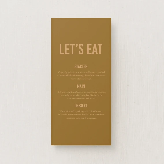 Tiva Collection Wedding Menu (Narrow)