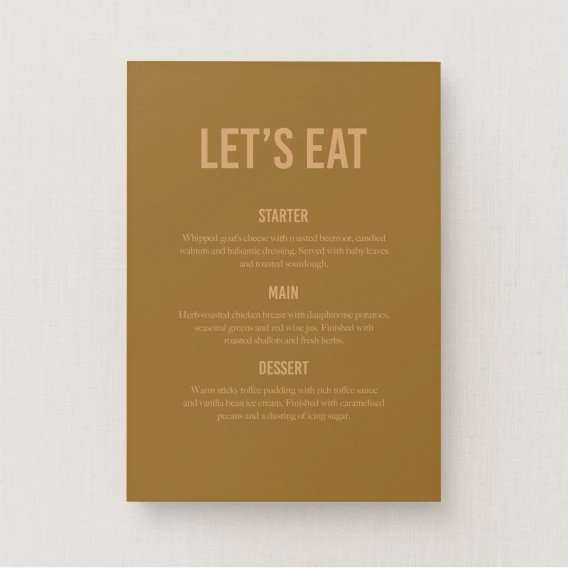 Tiva Collection Wedding Menu Sign