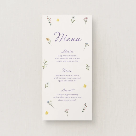 Wilde Collection Wedding Menu (Narrow)