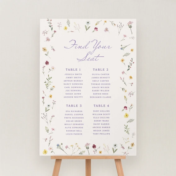 Wilde Collection Seating Chart Sign