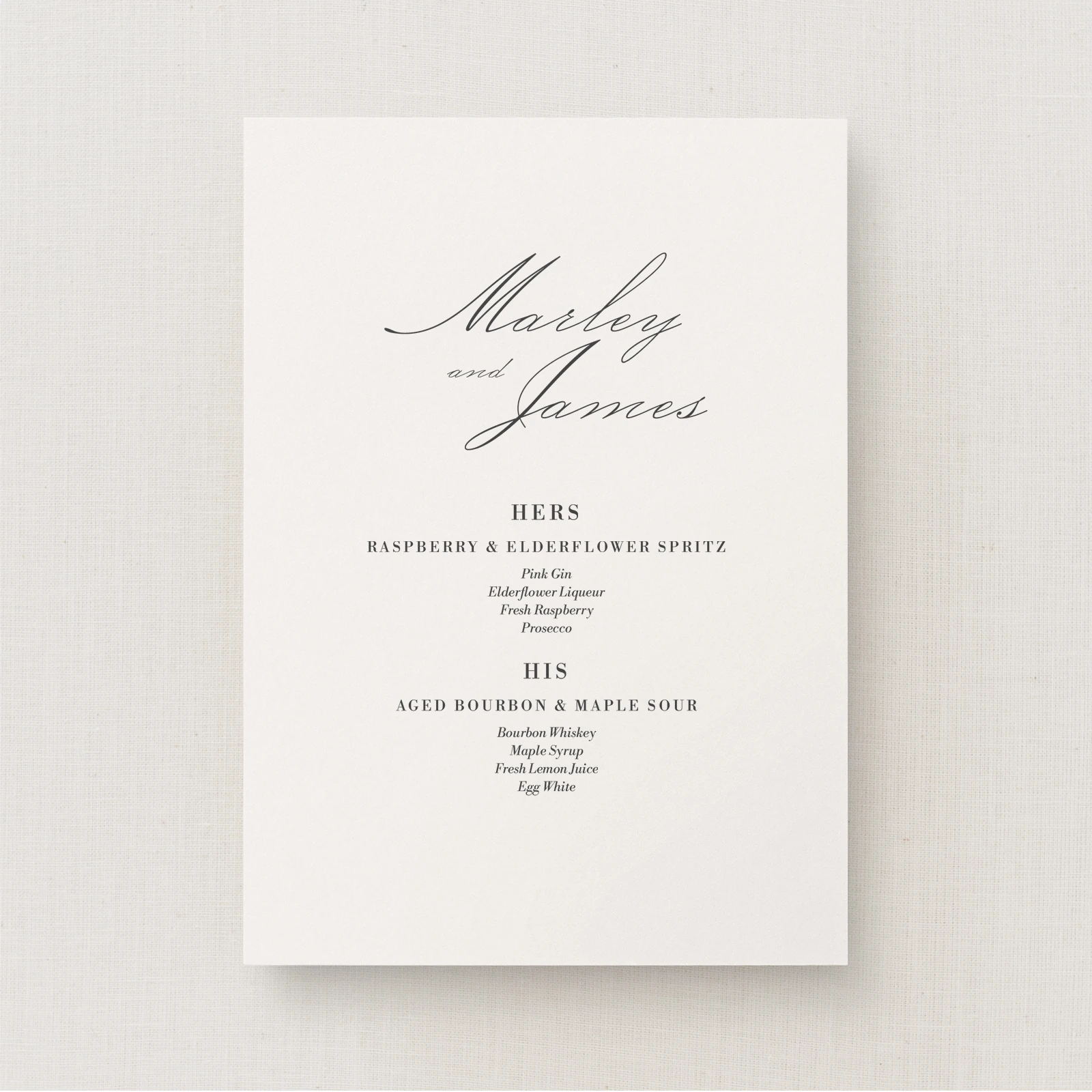 Zafra Collection Signature Drinks Sign