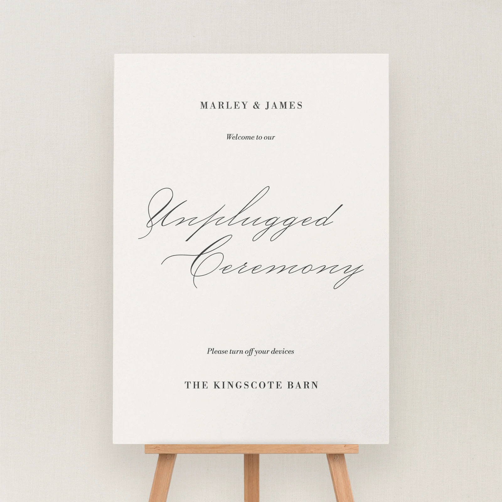 Zafra Collection Unplugged Ceremony Sign
